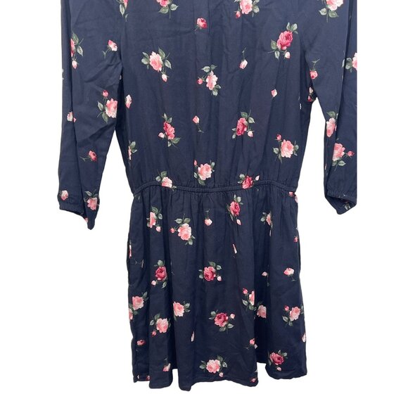 Abercrombie Kids Navy Pink Floral Boho Dress 13/14 3/4 Sleeve Fall Casual - Picture 11 of 14